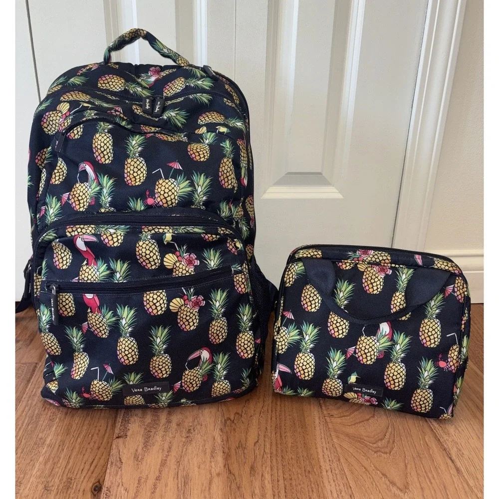 Vera Bradley Toucan Party Large Backpack With Lunch Pack Nylon Approx 19x13x8